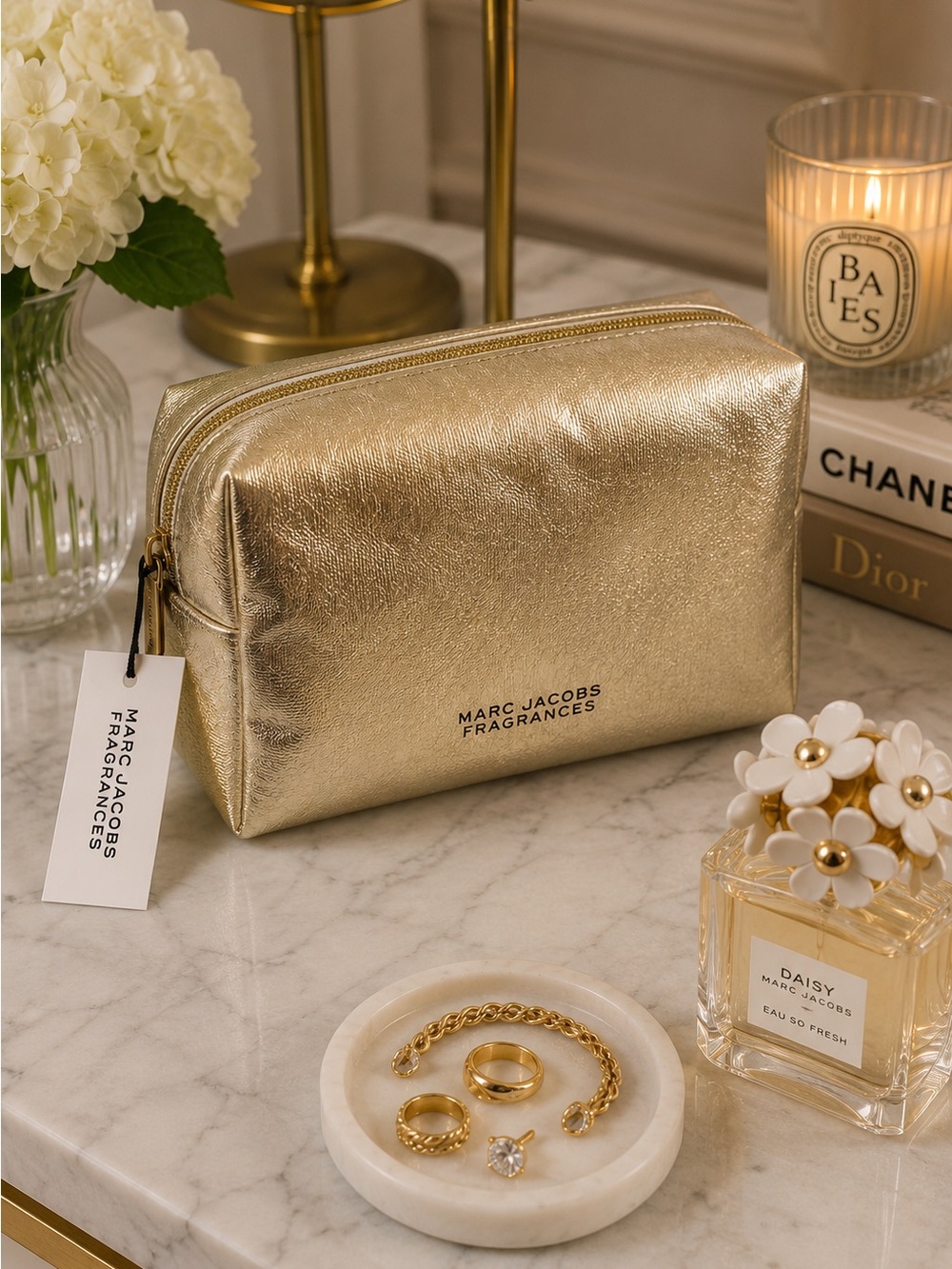 Marc Jacobs Metallic Gold Cosmetic Pouch